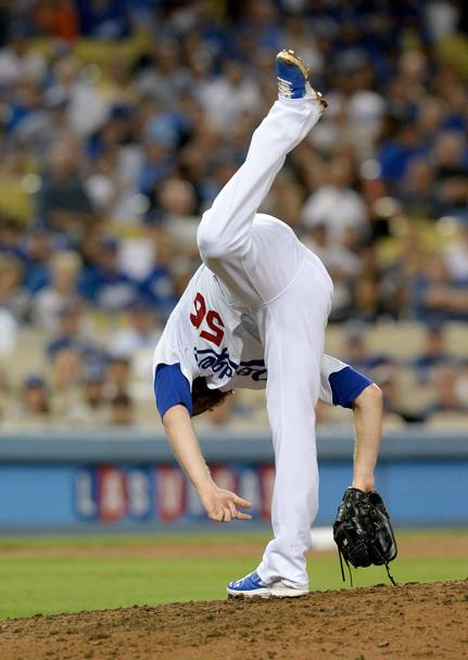 J. P. Howell dei Los Angeles Dodgers al lancio (Reuters)
